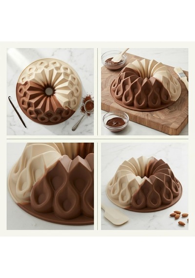 Deconox Kafes Tasarımlı Silikon Kek Kalıbı - Yüksek Isıya Dayanıklı, Yapışmaz Ve Esnek Pasta Kalıbı 22x8 Cm Diğer