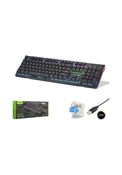G605 Gaming Mekanik Rgb Klavye Blue Switch - Siyah