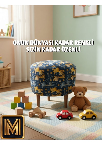 Zürafa Puf Trend Puf F Koltuk Puff Bench Dekoratif Bohem Doğal Gürgen Ayak Çocuk Odası Tabure Çok Renkli