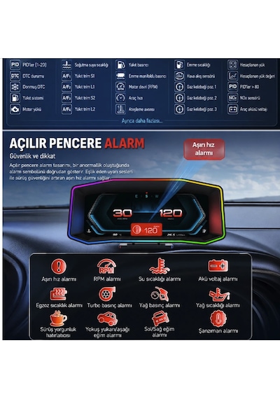 Fiat Egea İçin Harici Digital Gösterge Odb Ekran Arıza Göstergesi Turbo Gösterge Hayalet Ekran