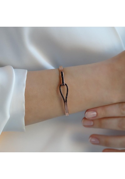 Düğüm Taşlı Rose Gold Kaplama Gümüş Kelepçe Gümüş