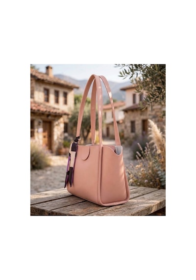Names Bag Kadın Fular Detaylı Şık Omuz Ve El Çantası Pembe