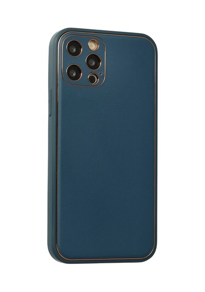 Newface Apple iPhone Uyumlu 12 Pro Max Kılıf Coco Deri Silikon Kapak Semeglbl - 47 - Mavi