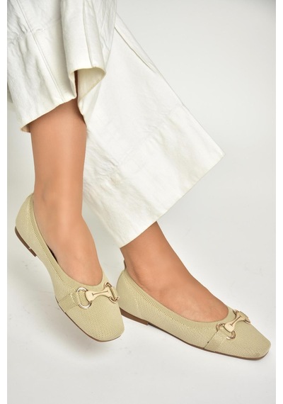 Fox Shoes U820113557 Ten Triko Kumaş Kadın Babet Ten