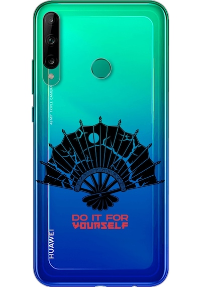 Huawei P40 Lite E Yelpaze Tasarımlı Süper Şeffaf Telefon Kılıfı Çok Renkli