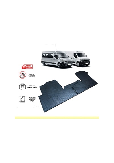 Renault Trafic 2-3 Opel Vivaro A-b 2001-2025 Renault Master 2010 Sonrası Uyumlu Kauçuk Ön Paspas