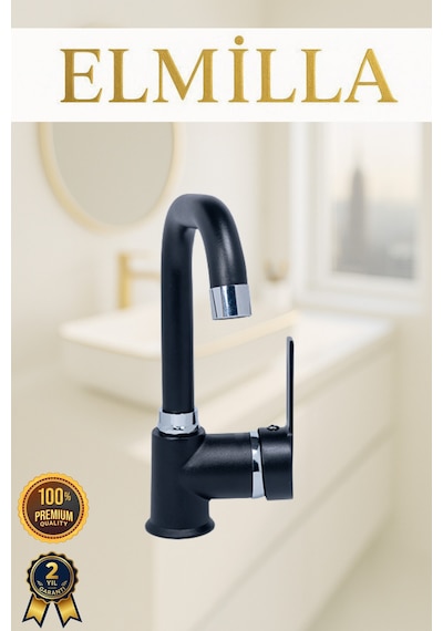 Siyah Krom Armut Delta Kol Köşe Borulu Banyo Lavabo Bataryası Çeşmesi Musluğu Çift Su Girişli