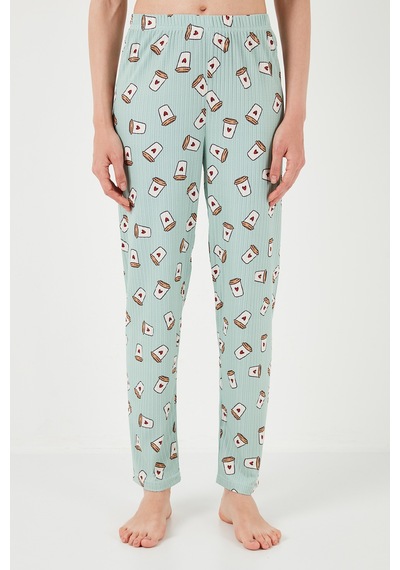 Lela Regular Fit Gömlek Yaka Kısa Kollu Bayan Pijama Takımı 65740102 Mint-Bej