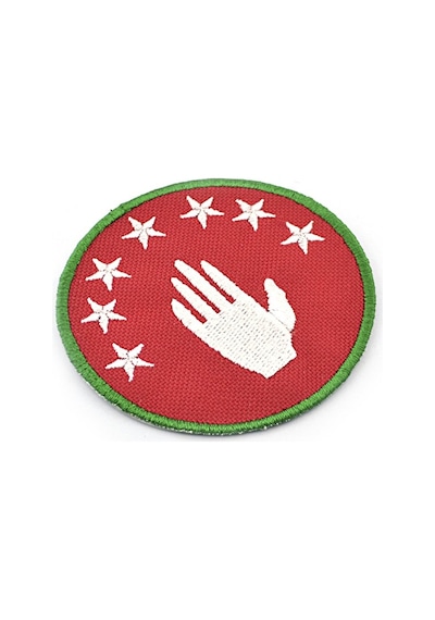 Abhaz Bayrak Nakışlı Yuvarlak Etiket (Kırmızı) Çapı 8 cm Çok Renkli