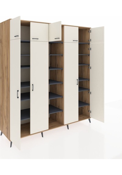 Kronos Dolap 18 Raflı 9 Kapaklı 220x59x243 Çam-aytaşı/antrasit Aytası/antrasıt