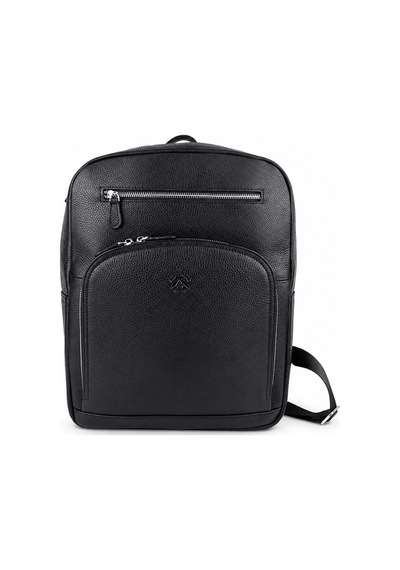 Alphaclub Bag Erkek Siyah Hakiki Deri Laptop Bölmeli Çok Fermuarlı Sırt Ve Laptop Çantası