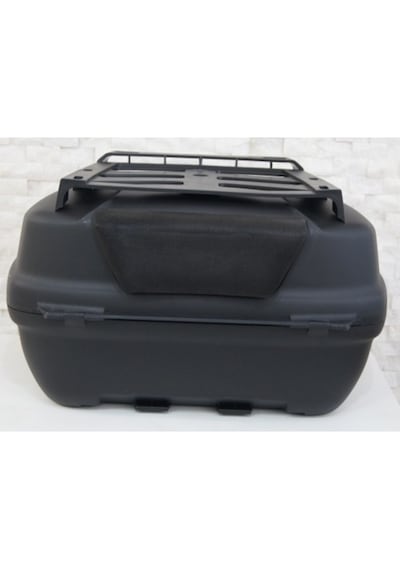 Maxem Sl45 Full Siyah 45l Motosiklet Arka Çanta Anahtarlı Kilit, Üst Bagaj & Sırtlık Geniş Hacimli Top Case Siyah