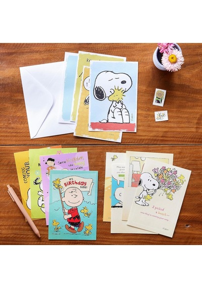 Dayspring Tebrik Kartları İyi Geçmiş Olsun, Ekru Renkli Zarflarla Kabartmalı, 12 Adet, Peanuts 77553