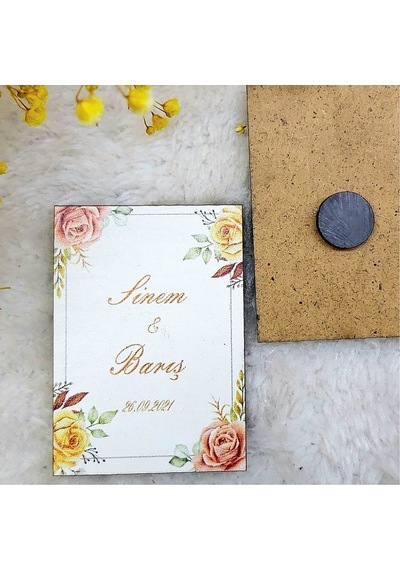 Ahşap Nikah Buzdolabı Magnet Nikah Hediyelikleri 7(30 Adet)