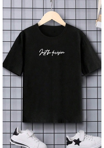 Uyguntarz Çocuk Challange Baskılı Pamuklu Tshirt Siyah