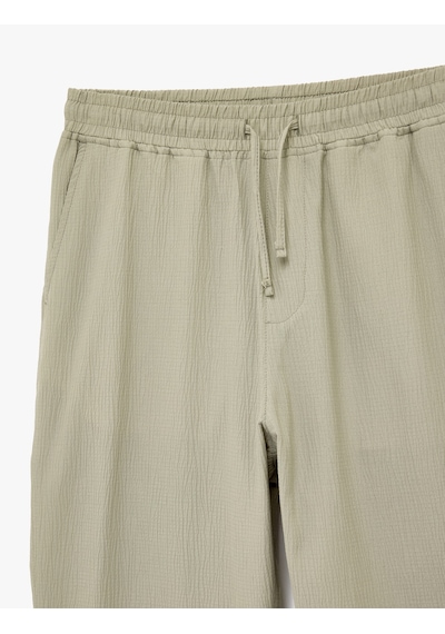 Koton Regular Fit Cepli Krinkıl Beli Bağcıklı Chino Pantolon Haki 6sam40016nw Haki