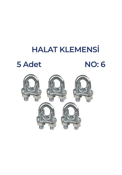 Çelik Halat Klemensi No:6 Güçlü Halat Bağlantı Ve Sabitleme Parçası 5 Adet