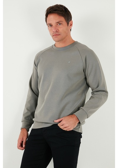 Buratti Streç Pamuklu Relaxed Fit Bisiklet Yaka Erkek Sweat 5901210 Açık Haki