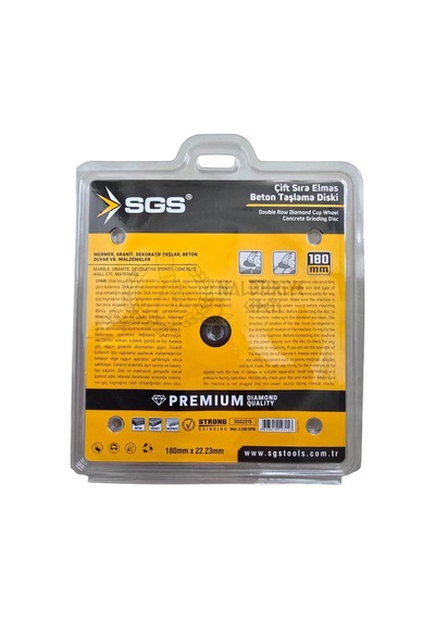 Sgs Elmas Beton Mermer Granit Taşlama Diski - Çift Sıra - 180 Mm.