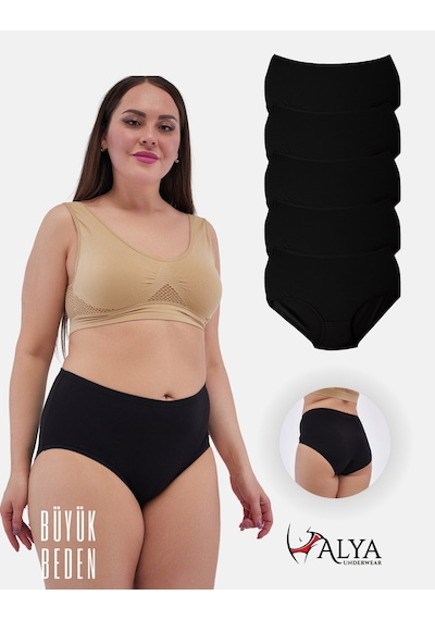 Alya Underwear Kadın Extra Battal Külot - 5 Adet Beyaz 8xl, 9xl, 10xl Siyah