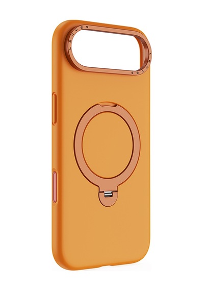 Apple Uyumlu iPhone 17 Air Kılıf M-safe Özellikli Metal Standlı Sıvı Silikon Lenyes Ck223 Kapak Turuncu Turuncu