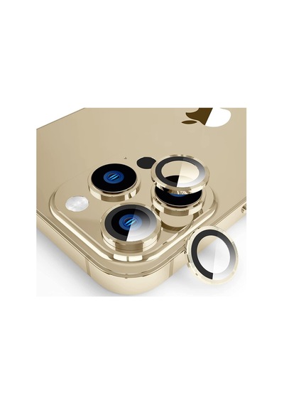 Nettech Apple Uyumlu iPhone 15 Pro Alüminyum Seri Kamera Cam Koruyucu - Gold