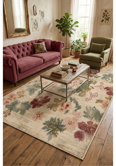 Doğal İplik Şönil Dokuma Pamuk Taban Halı Koridor Halısı Kilim Antre, Salon Ofis Genç Odası Pembe- Renkli 912492741 Pembe- Renkli