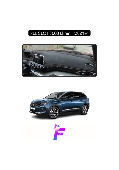 Peugeot 3008 Ekranlı 2021+ Uyumlu Torpido Örtüsü Yansıma Önleyici Koruma Kolay Montaj J18