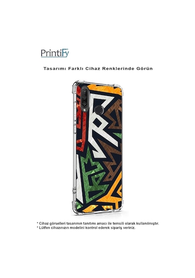 Samsung Galaxy Uyumlu M33 Köşe Korumalı Antişok Kapak Soyut Grafiti Tasarımlı Şeffaf Kılıf