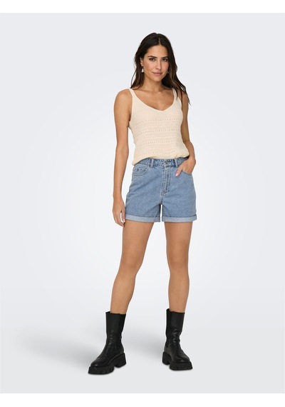 Only Onlvega Hw Mom Dnm Shorts Noos Kadın Mavi Denim Şort - 15230571