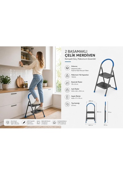 Navex Werbau 2 Basamaklı Katlanır Çok Amaçlı Merdiven Genel