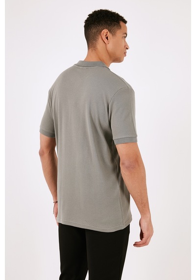 Buratti Pamuklu Regular Fit Yarım Fermuarlı 3'Lü Paket Erkek Polo Yaka T Shirt 5902738S3 Vizon-Açık Haki-Indigo