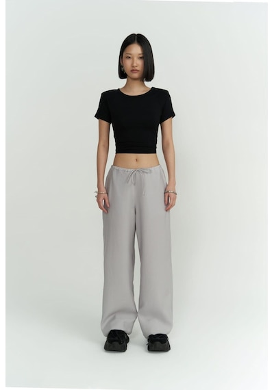 Mai Collection Mai Studios Co. Perla Vatkalı Siyah Crop Bluz Siyah