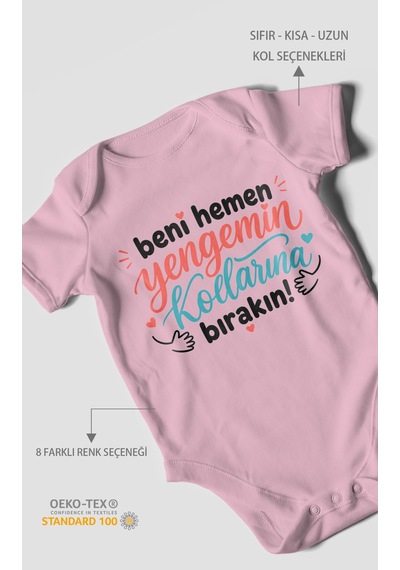 Morivokids Yengeye Özel Kısa Kollu Bebek Body %100 Pamuk Koyu Pembe