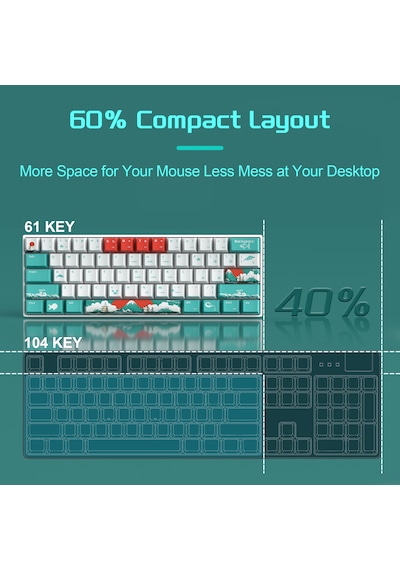 Magegee Star61 Waves %60 Hot-swap Mekanik Beyaz Gaming Klavye