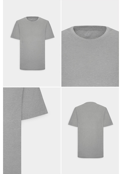 AC&Co / Altınyıldız Classics 4A4800000001GMJXS Slim Fit Bisiklet Yaka Pamuklu Erkek Tişört Gri Melanj