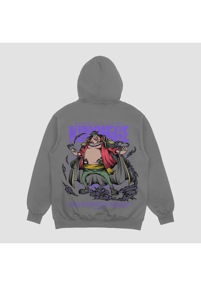 Unisex Gri Teach Baskılı Hoodie Oversize Kapşonlu Sweatshirt Gri