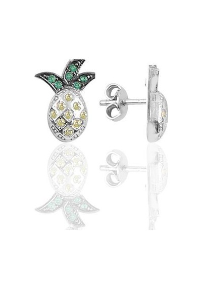 Gümüş Rodyumlu Zirkon Taşlı Ananas Küpe N11.47557