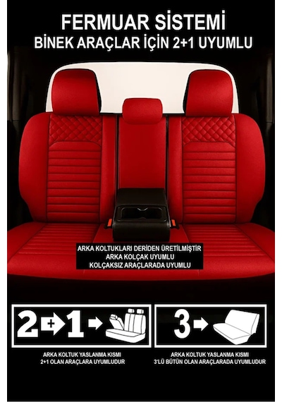 Mini Countryman R60 Cooper D 1.6 112 Hp All4 2012 Uyumlu Spor Serisi Deri Kırmızı Oto Kılıfı Tam Set,