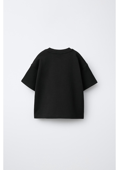 Fasardi Manifest Girls Logo Baskılı Oversize Pamuk Kısa Kollu Unisex Çocuk Tişört Siyah