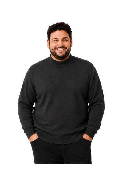 Battalmoda Erkek Büyük Beden Antrasit Yarım Balıkçı Pamuklu Kazak 3xl-4xl-5xl-6xl