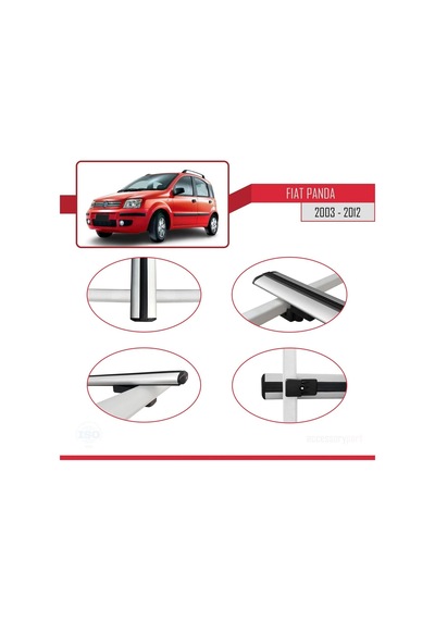 Fiat Panda 2003-2012 Arası İle Uyumlu Basic Model Ara Atkı Tavan Barı Gri 3 Adet