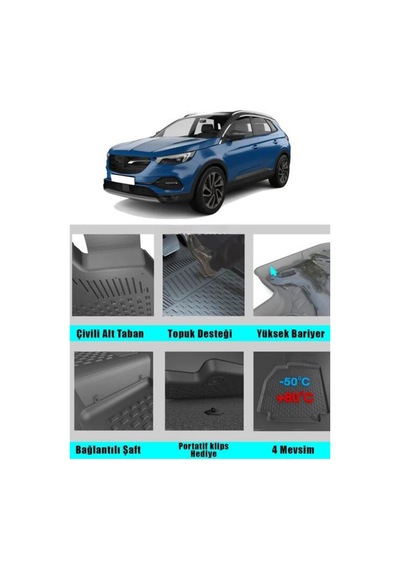 Monlion Opel Grandland X 2017+ 4.5d Uyumlu Siyah Oto Paspas