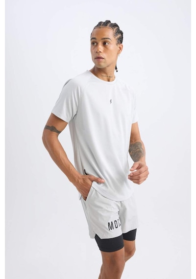 DeFactoFit Hızlı Kuruyan Slim Fit Dar Kesim Bisiklet Yaka Baskılı Sporcu Kısa Kollu Tişört V2887AZ25SPGR91