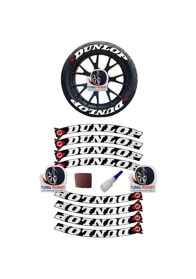 Dunlop Motorsiklet & Araç 3D Oto Lastik Yazısı / Araç Oto Lastik Sticker & Arma | 8 Adet