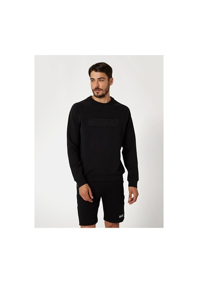 Guess New Aldwin Erkek Aktif Sweatshirt Siyah