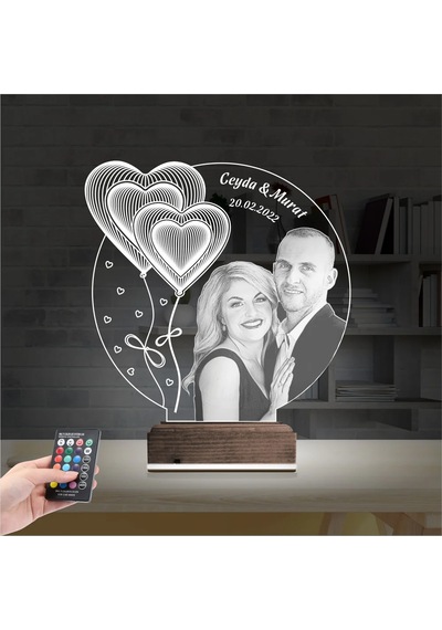 Luvivia Kalp Sevgiliye Hediye Fotoğraflı 3d Lamba - Masa Gece Lambası V11
