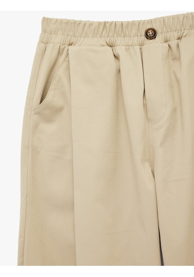 Koton Pileli Pamuklu Oversize Gabardin Kumaş Pantolon Bej 6skb40089tw Ekru