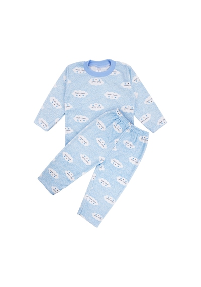 Bebegen Erkek Bebek Bulut Desenli Alt Üst Mavi 2'li Pijama Takım Çok Renkli