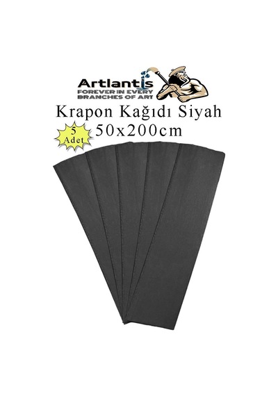 Krapon Kağıdı 50x200 Cm 5 Adet Renkli Grapon Kağıdı Okul Sınıf Etkinlik Kreş Okul Öncesi Kırapon Grafon Siyah